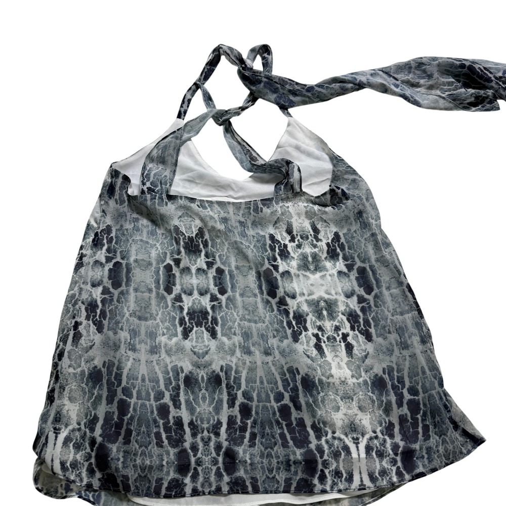 Haute Hippie NWT Snakeskin Halter Camisole Women XS Blue Tie Back Tank Top - Picture 8 of 10